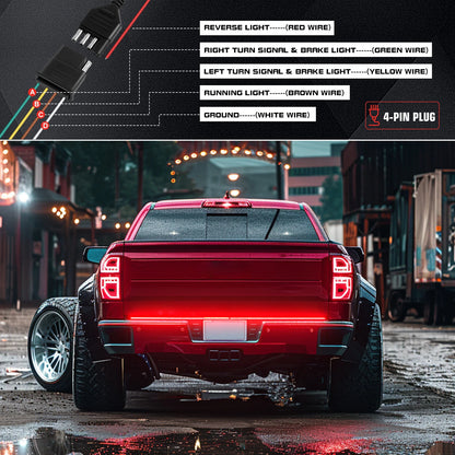 48" LED Tailgate Strip Light Bar Brake Turn Signal 3-Row For Ford F-150 Raptor - OMOTOR