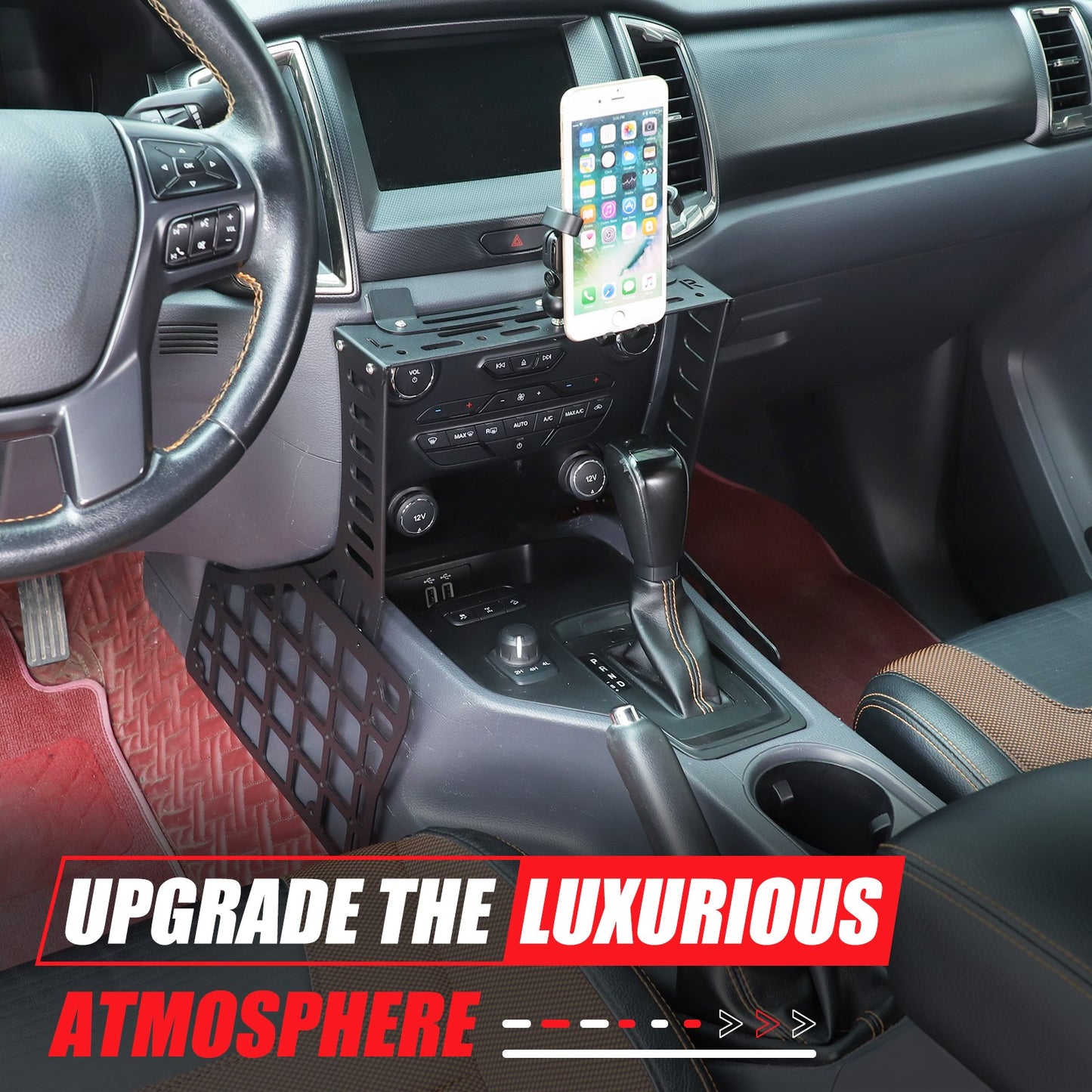 Center Console MOLLE Panel Bracket Mobile Phone Holder For Ford Ranger 2015-2022