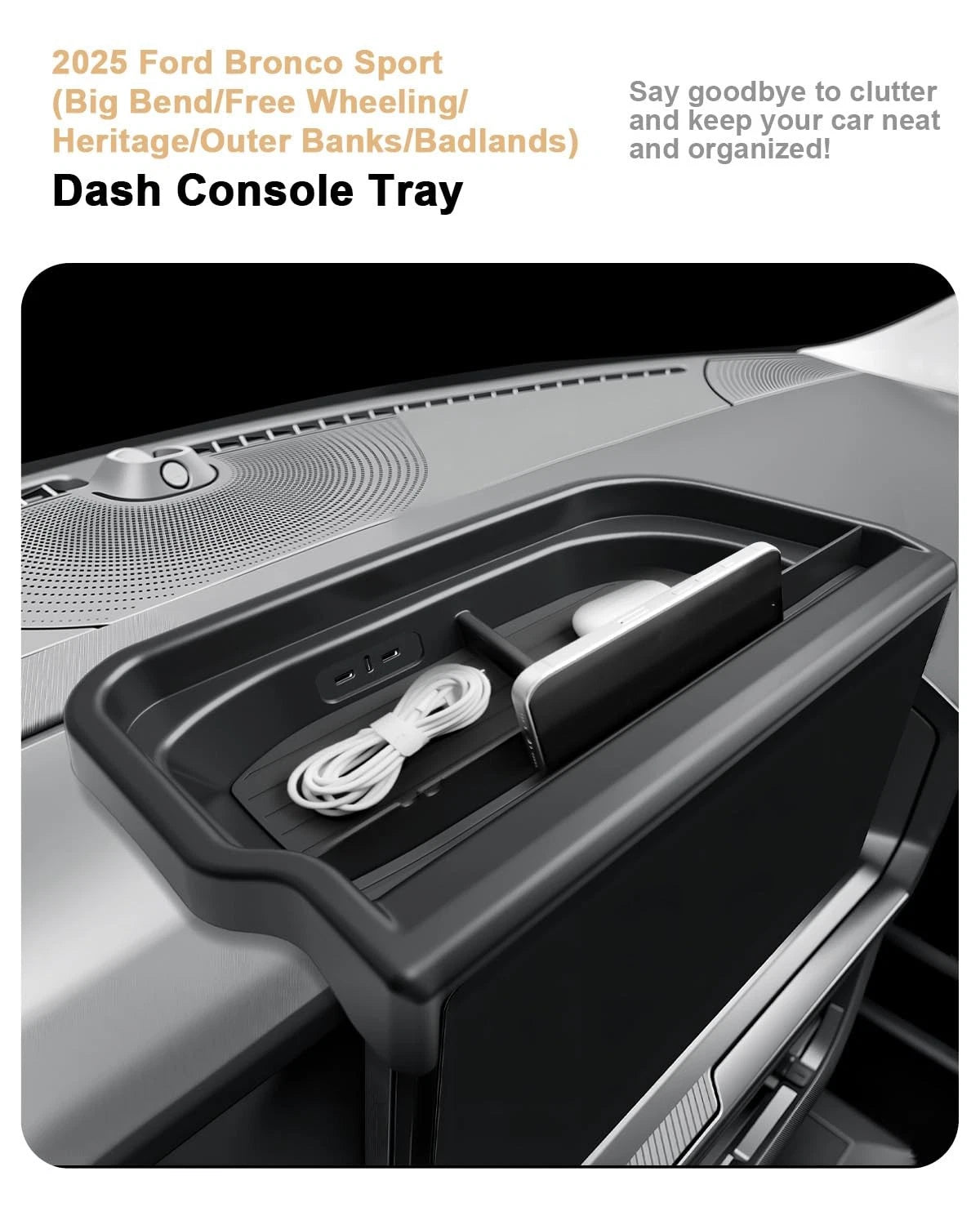 Behind Screen Dash Console Organizer For Ford Bronco Sport 2025