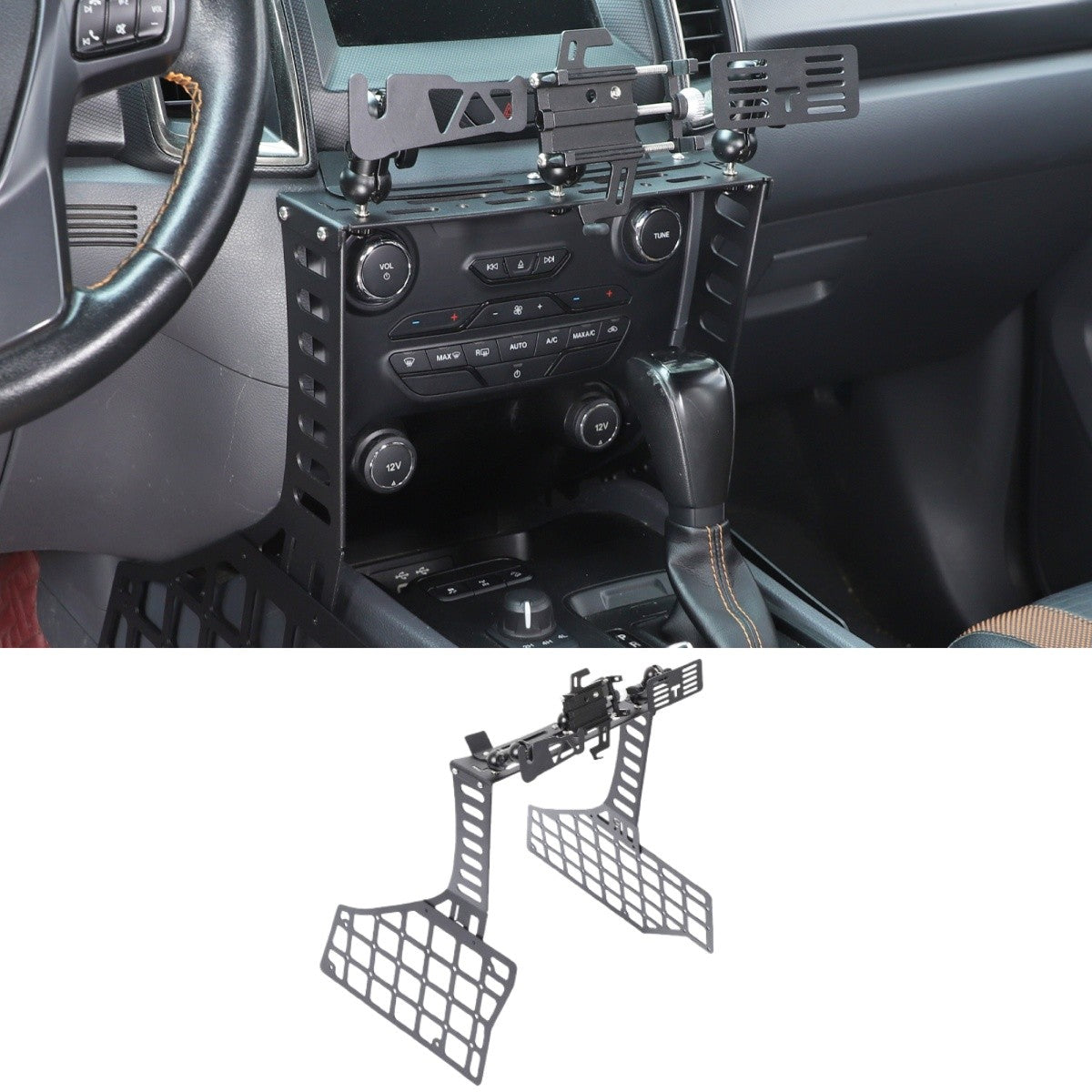 Center Console MOLLE Panel Bracket Mobile Phone Holder For Ford Ranger 2015-2022