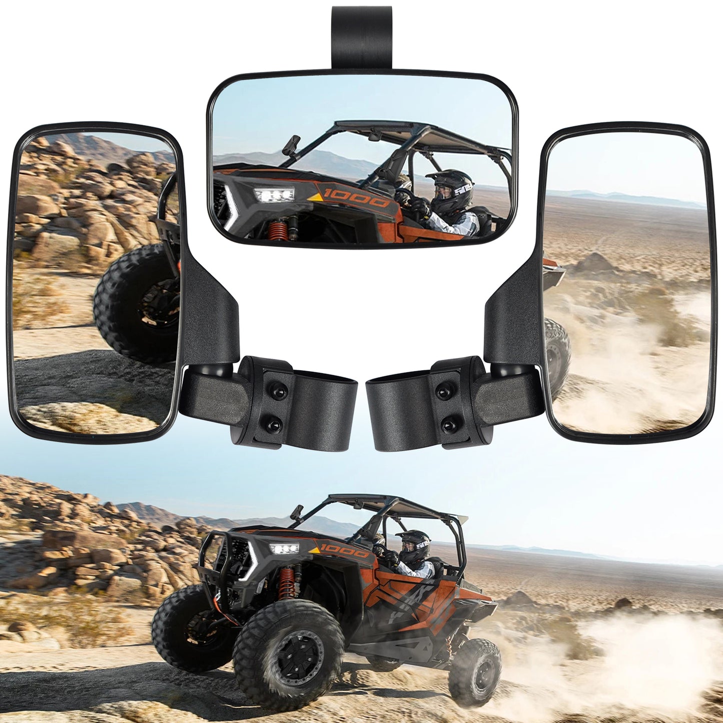 UTV Rearview Side Mirror And Center Mirror Set  1.75"-2" Bar