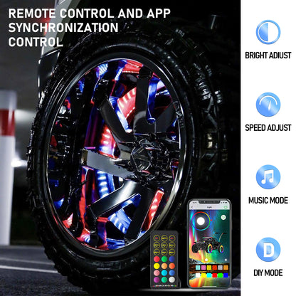 【EASY INSTALL】4PCS 17 INCH Chasing RGB LED Wheel Rim Light Kit - OMOTOR