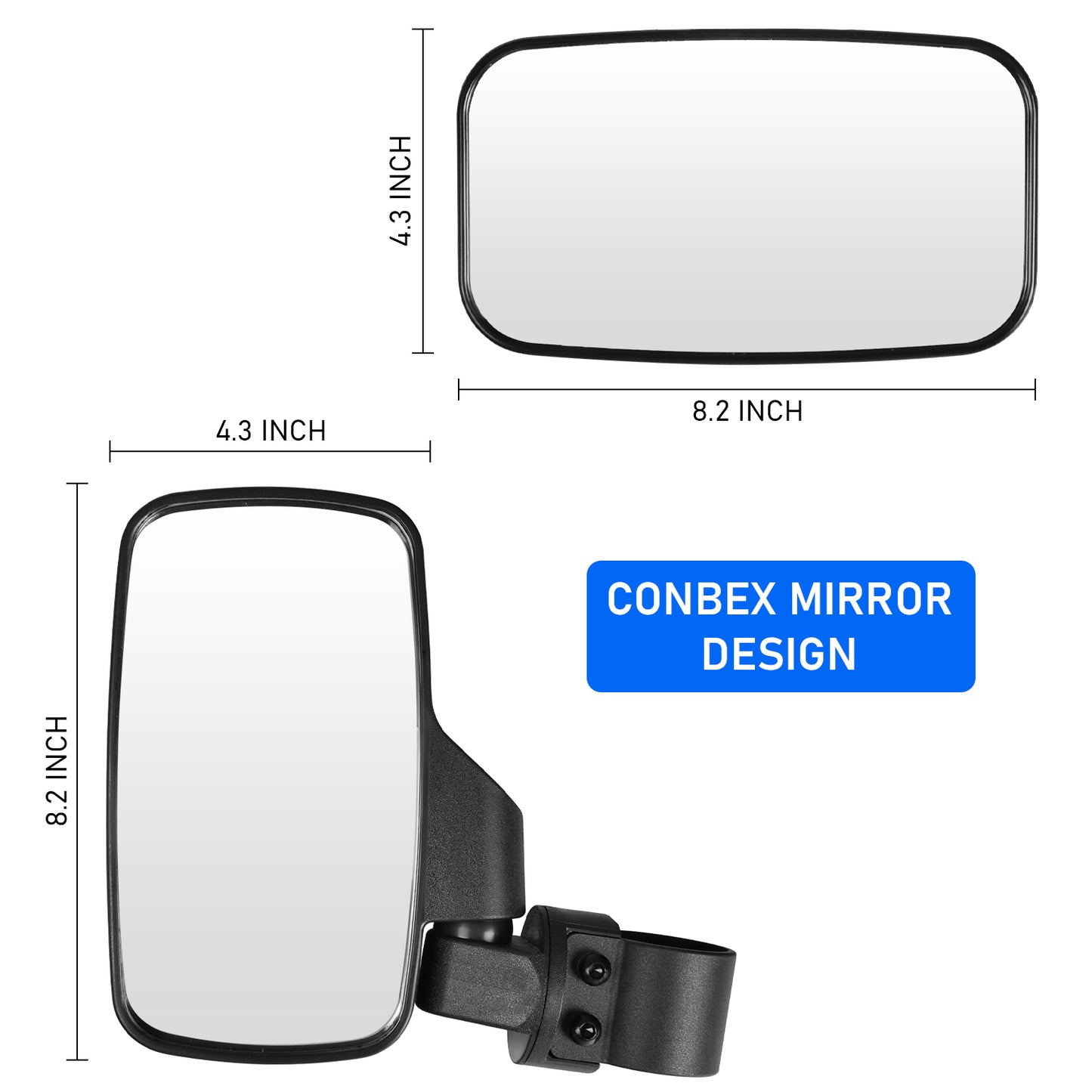 UTV Rearview Side Mirror And Center Mirror Set  1.75"-2" Bar