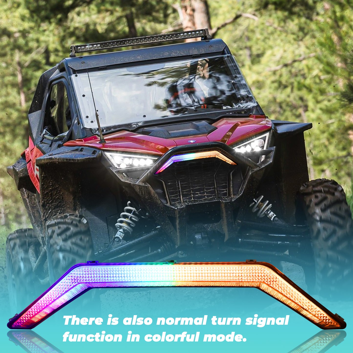 omotor RGB Flowing Turn Signal Light, Front Accent Light LED Center Grill Fang Light Compatible with 2020 - 2023 Polaris RZR PRO XP / 4 PRO R Turbo R RZR PRO XP Light