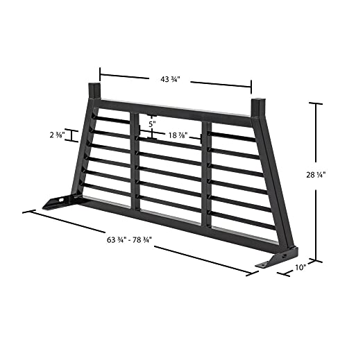 FL-HA-Rack Width Adjustable Louvered Steel Headache Truck Rack for 59" to 74.5" W Pickup Beds - Fits Most Makes/Models, Cab Protection