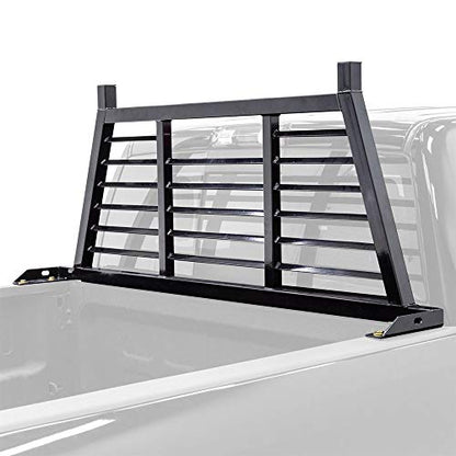 FL-HA-Rack Width Adjustable Louvered Steel Headache Truck Rack for 59" to 74.5" W Pickup Beds - Fits Most Makes/Models, Cab Protection - OMOTOR