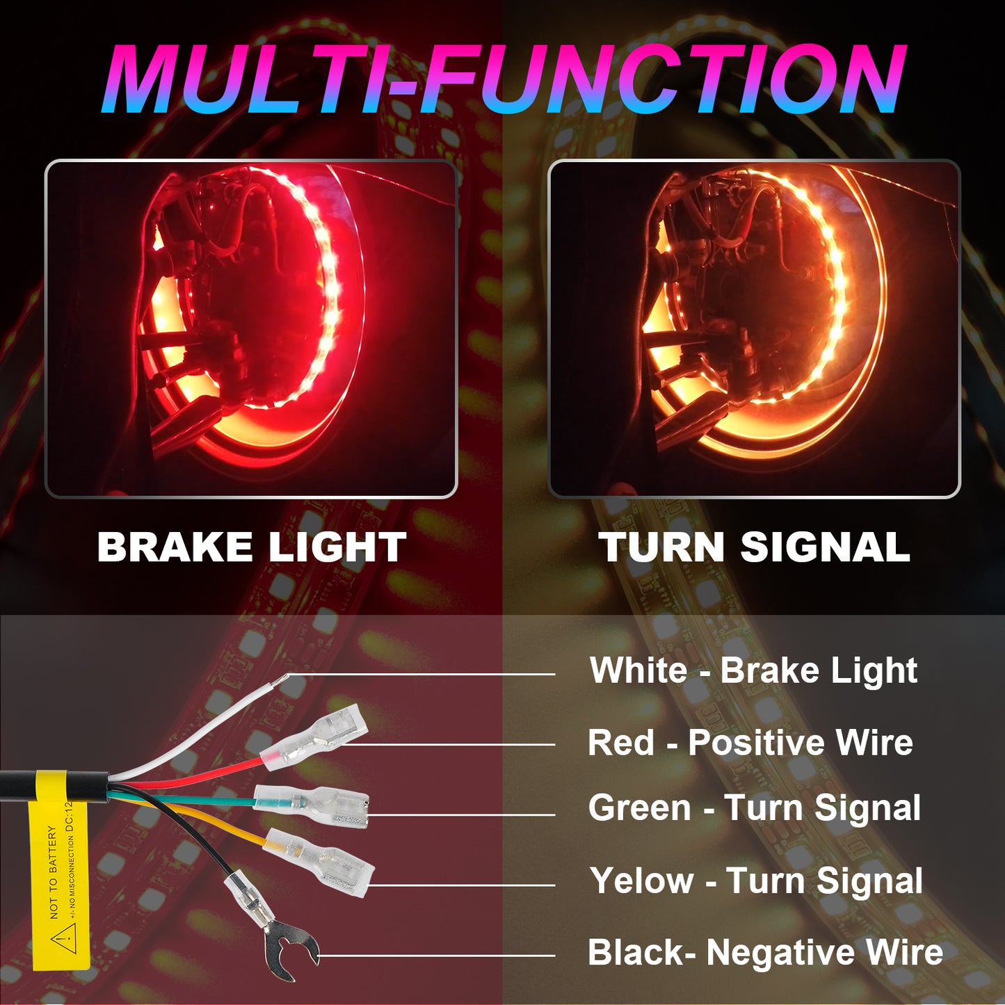 【EASY INSTALL】4PCS 12 inch Dancing Color Chasing RGB LED Wheel Rim Light Kit  for UTV, ATV & SXS VEHICLES