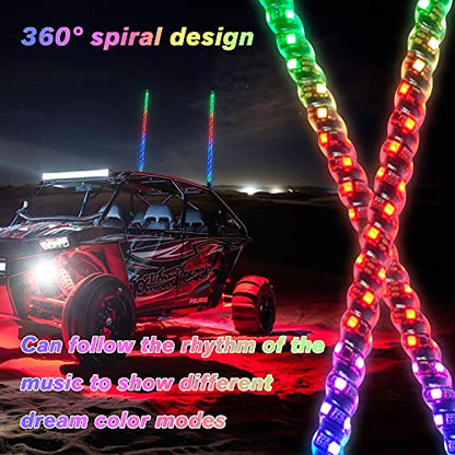 LED Whip Lights for UTV ATV  Bluetooth and Remote Control with Gadsden Flag - OMOTOR
