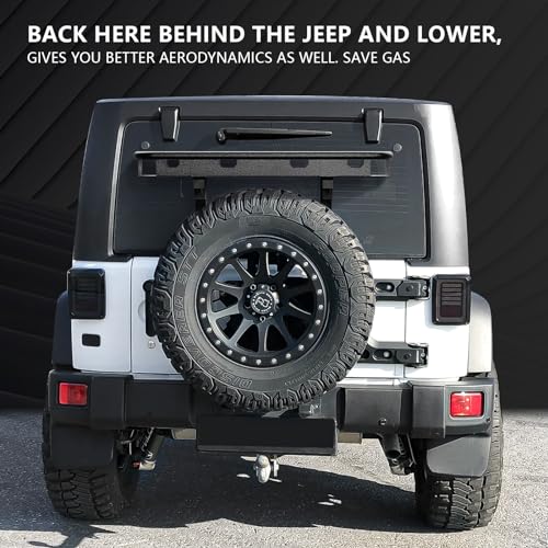 Rear Cargo Basket on OE Tailgate Compatible with 2007-2018 Jeep Wrangler JK & JKU Unlimited 2/4 Door, Spare Tire Cargo Rack, Luggage Storage Carrier (Bolt-On)