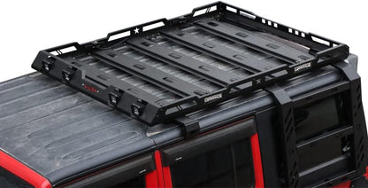 New Steel Hard Top Basket Roof Rack with Ladder &LED Lights for 2007-2018 Wrangler JK 2 Doors and 4 Doors（Not fit 2018 Wrangler JL） - OMOTOR