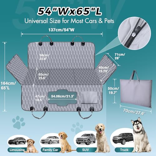 Back Seat Extender for Dogs-Supports 330lb,Waterproof Dog Car Seat Cover Hard Bottom-Detachable,600D Heavy Duty Scratch Proof Nonslip Durable Soft,Dog Hammock for Car,SUVs