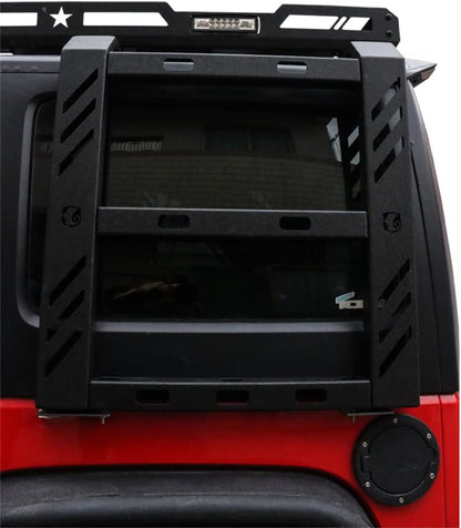 New Steel Hard Top Basket Roof Rack with Ladder &LED Lights for 2007-2018 Wrangler JK 2 Doors and 4 Doors（Not fit 2018 Wrangler JL） - OMOTOR