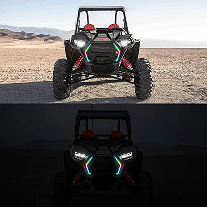 Upgrade RZR XP 1000 Turn Signal Fang Light with Bluetooth and Remote Control Spiral RGB Chase Light - OMOTOR