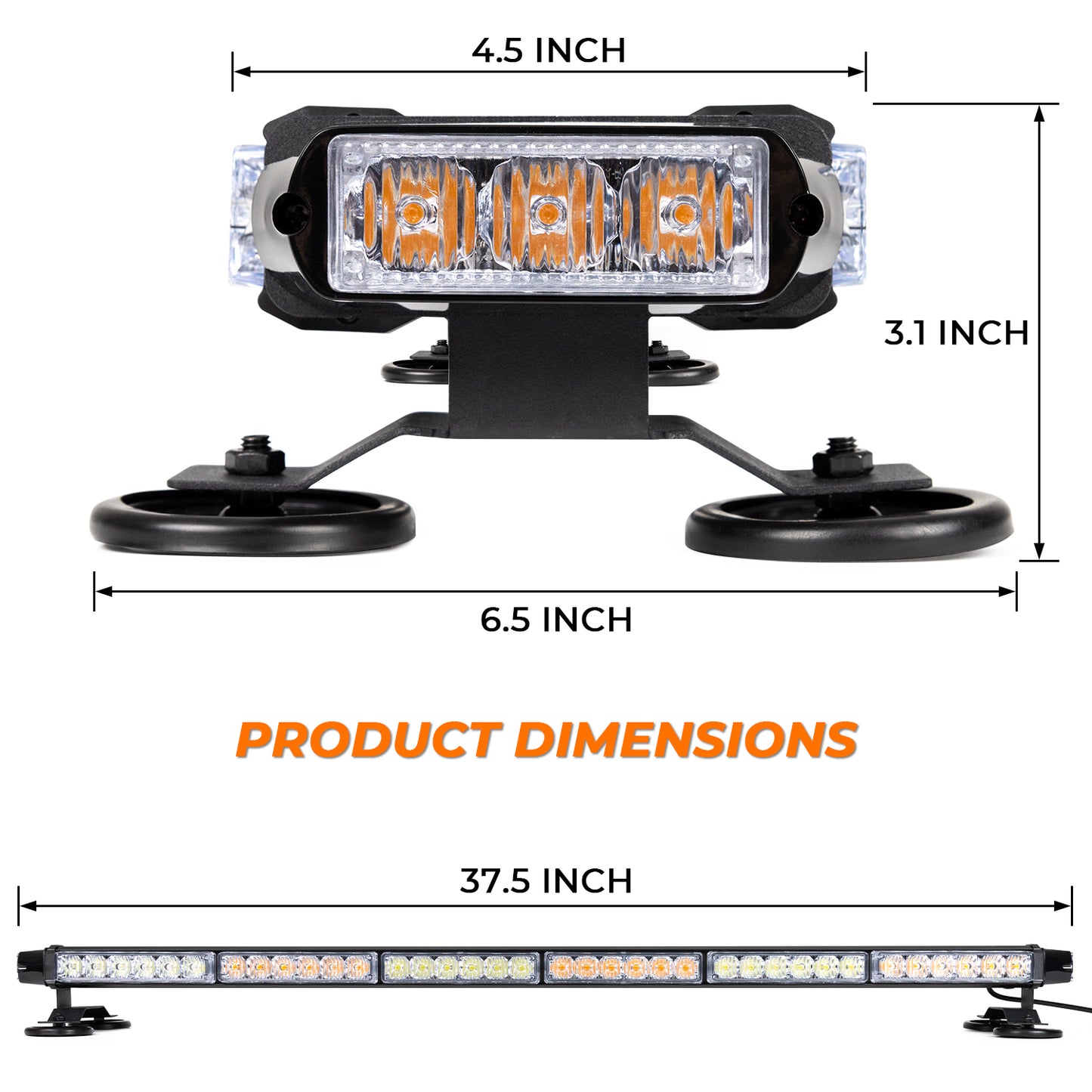 37.5" 78 LED Strobe Light Bar Double Side Flashing High Intensity Emergency Warning Flash Strobe Light with Magnetic Base