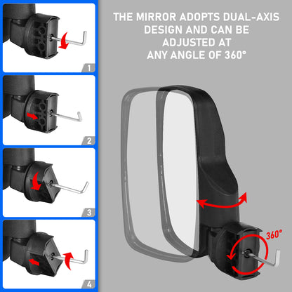 UTV Rearview Side Mirror And Center Mirror Set  1.75"-2" Bar - OMOTOR