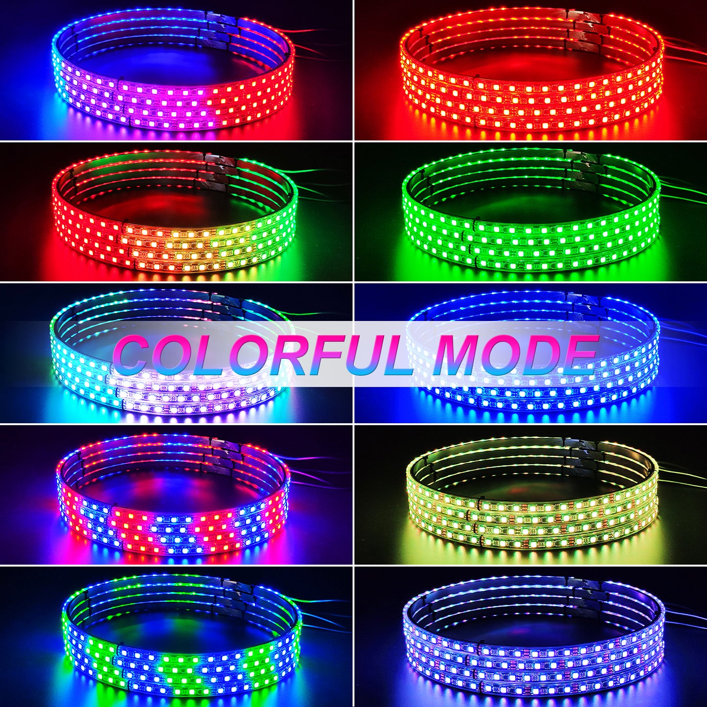 【EASY INSTALL】4PCS 12 inch Dancing Color Chasing RGB LED Wheel Rim Light Kit  for UTV, ATV & SXS VEHICLES