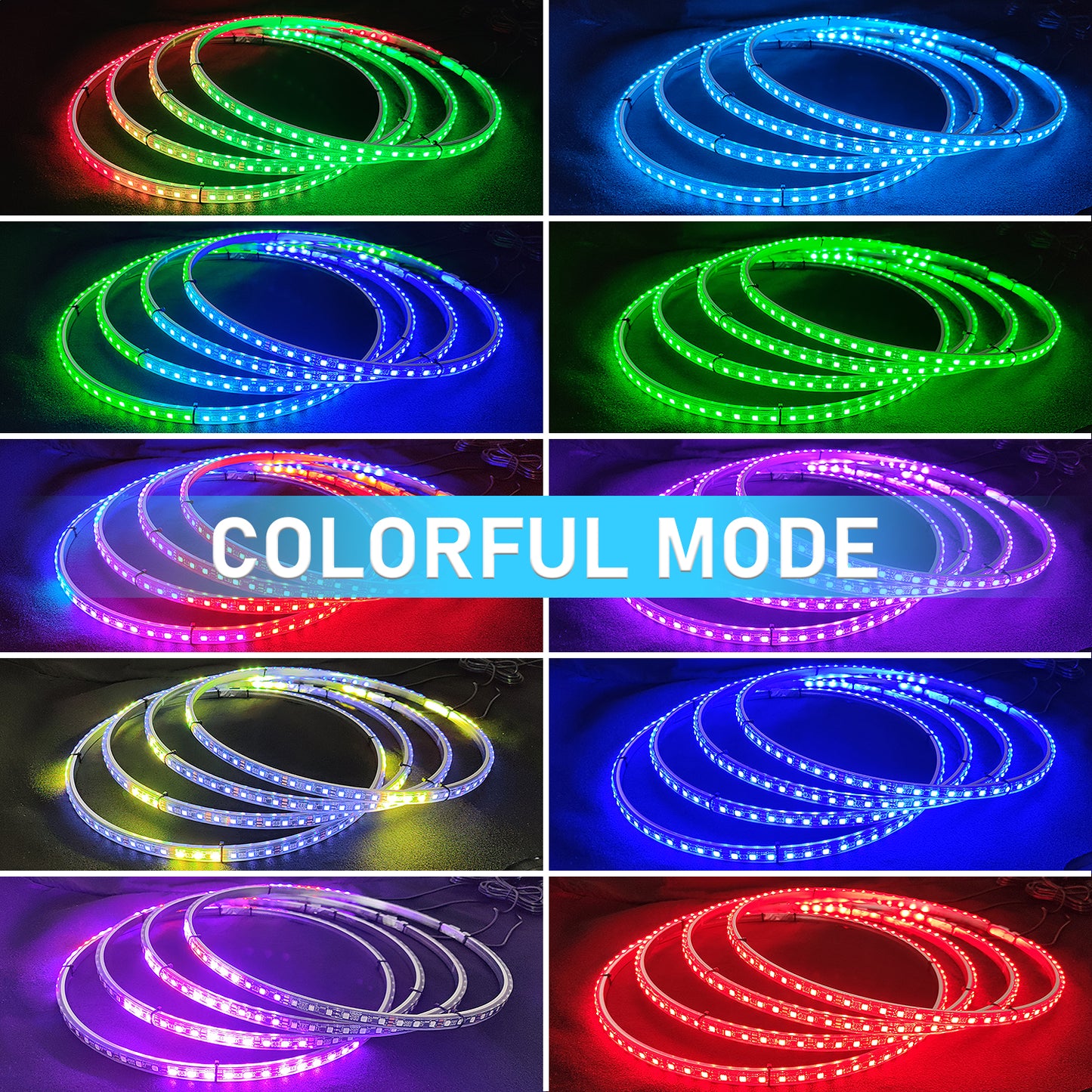 【EASY INSTALL】4PCS 17 INCH Chasing RGB LED Wheel Rim Light Kit