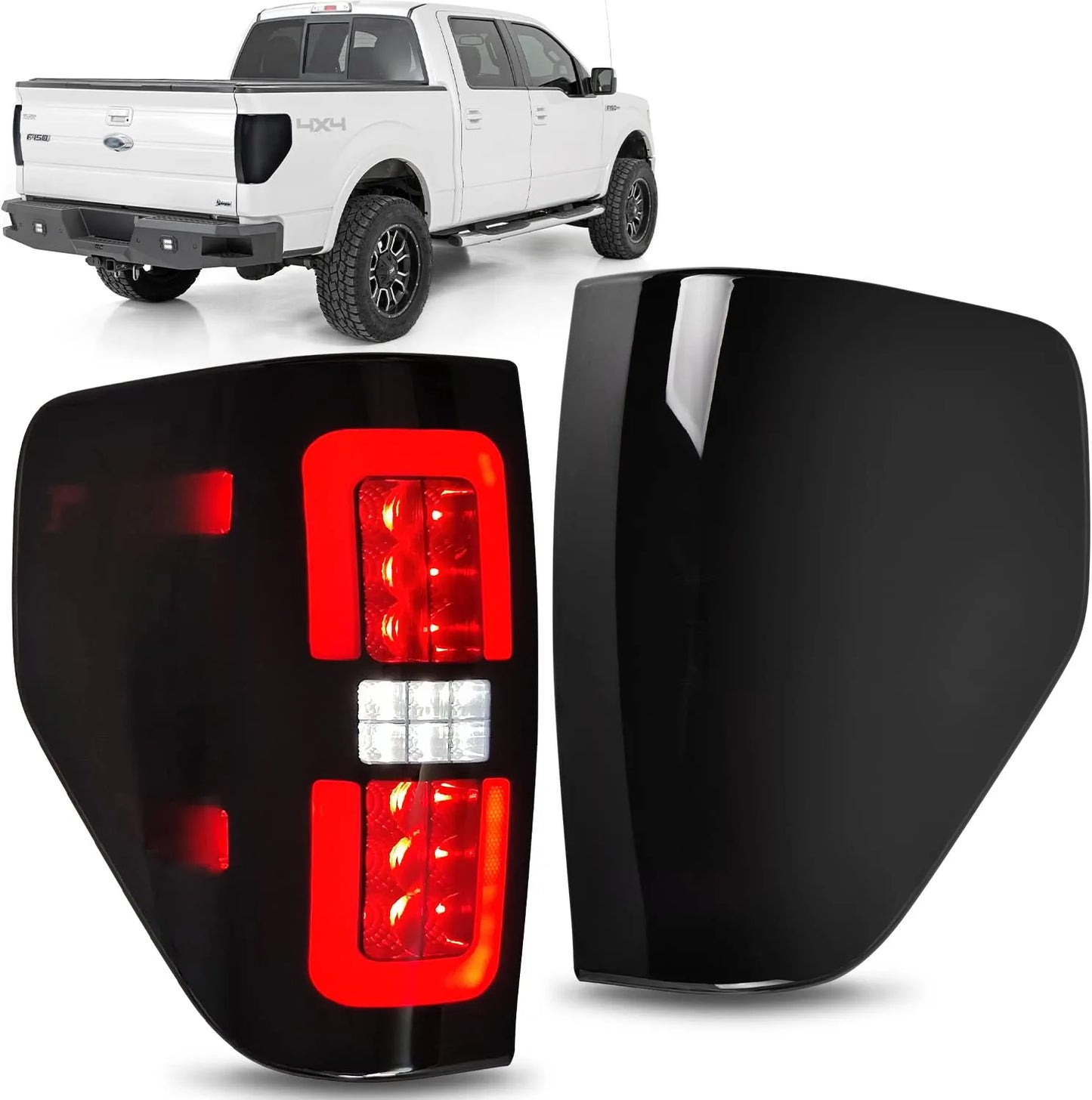 New Upgraded LED Tail Lights for Ford F150 2009-2014, Black Full Led Taillights Rear Brake Stop Lamps for Ford F-150 Accessories