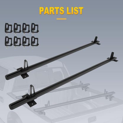 Universal 79" Black Low Profile Heavy Duty Aluminum Pick Up Truck Ladder Rack Truck Bed Top Luggage Carrier Crossbars - OMOTOR