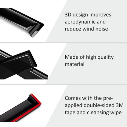 Tape-on Extra Durable Rain Guards for Jeep Wrangler 2018-2022 JL/Jeep Gladiator/For Compass 17-22 /4 Pieces - OMOTOR