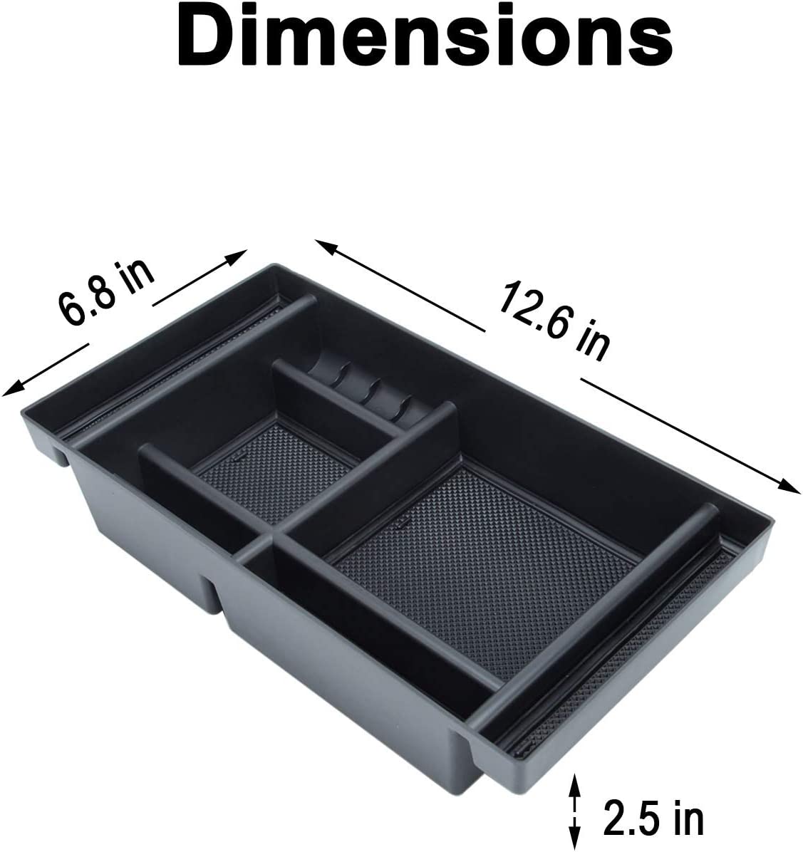 Center Console Organizer Tray Compatible with (2019-2022) Chevy Silverado 1500/GMC Sierra 1500 and 2020-2023 Silverado/Sierra 2500/3500 HD - Full Console w/Bucket Seats ONLY，Black trim