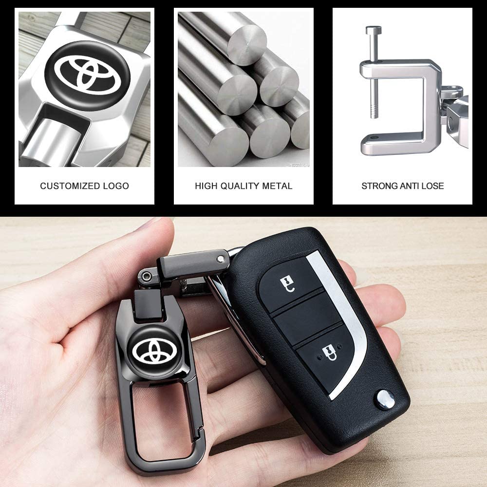 Metal Car Keyring Keychain Replacement,Car Key Chain Key Ring for Car Key Fob,Car Key Fob Accessory Men Women,Black