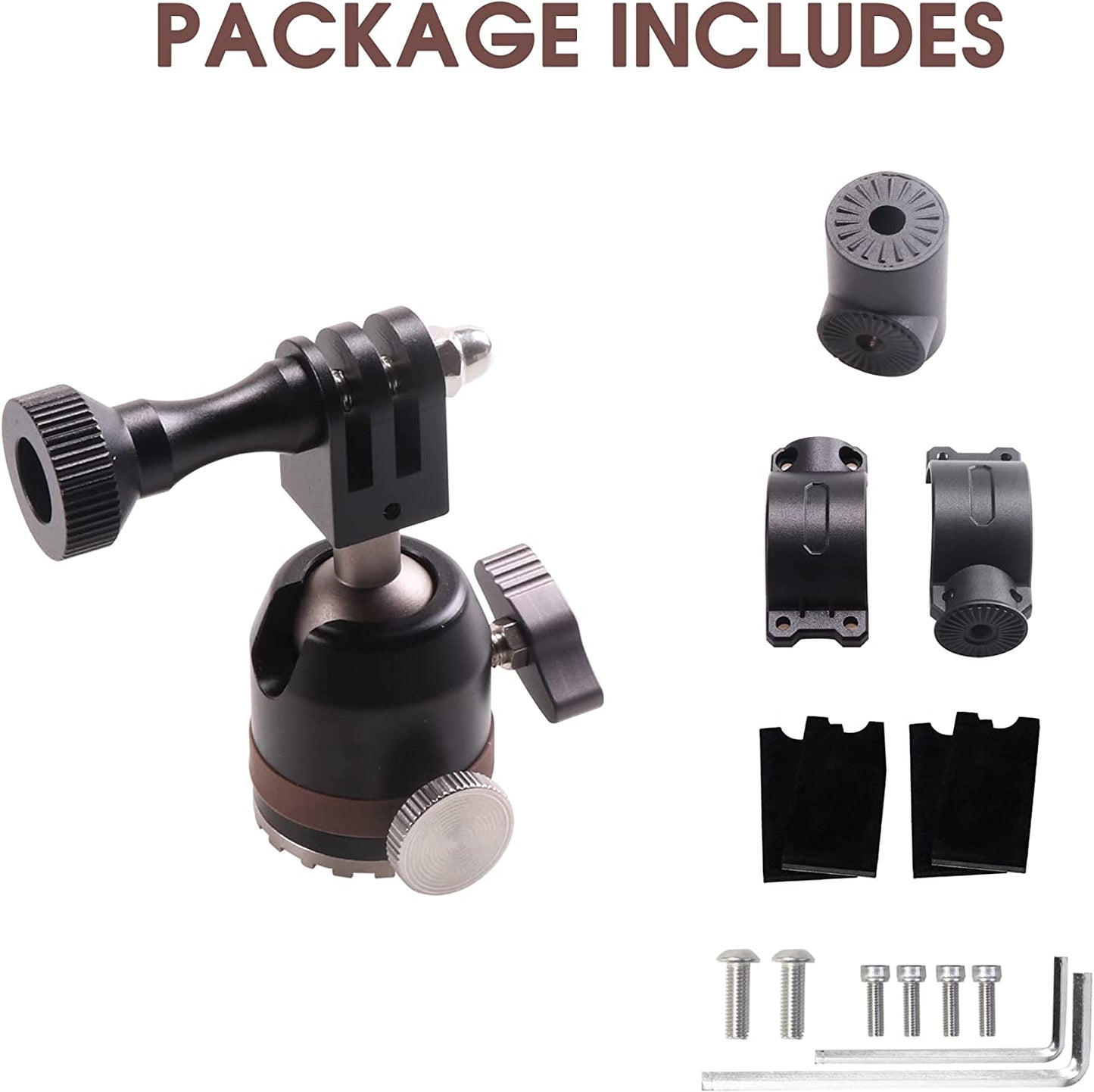 Gopro Mount with 360° Adjustable Spherical Head and Locking Knob, Compatible with UTV ATV Polaris Ranger 1.75-2 inch Roll Bar