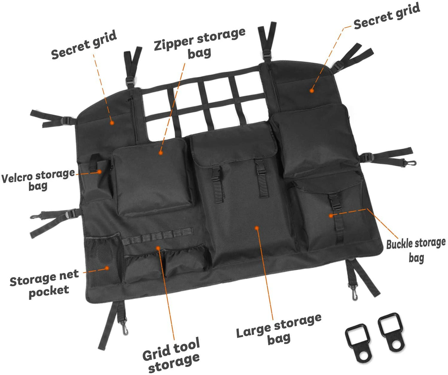 Trunk Storage Bag with Multi-Pockets Tool Kits Seat Back Organizers for Jeep JK JKU JL JLU Sahara Sport Rubicon