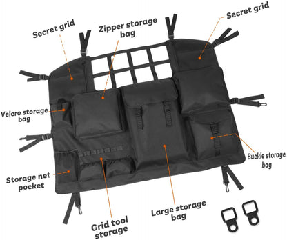 Trunk Storage Bag with Multi-Pockets Tool Kits Seat Back Organizers for Jeep JK JKU JL JLU Sahara Sport Rubicon - OMOTOR