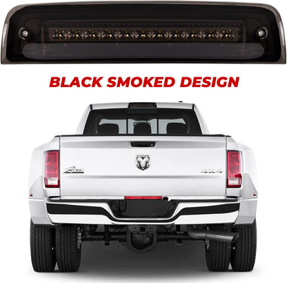 Upgraded Led Third Brake Light with Strobe Mode Switch for 2009-2018 Dodge Ram 1500 2500 3500 Pickup High Mount Brake Cargo Light with Smoke Lens Black Housing - OMOTOR