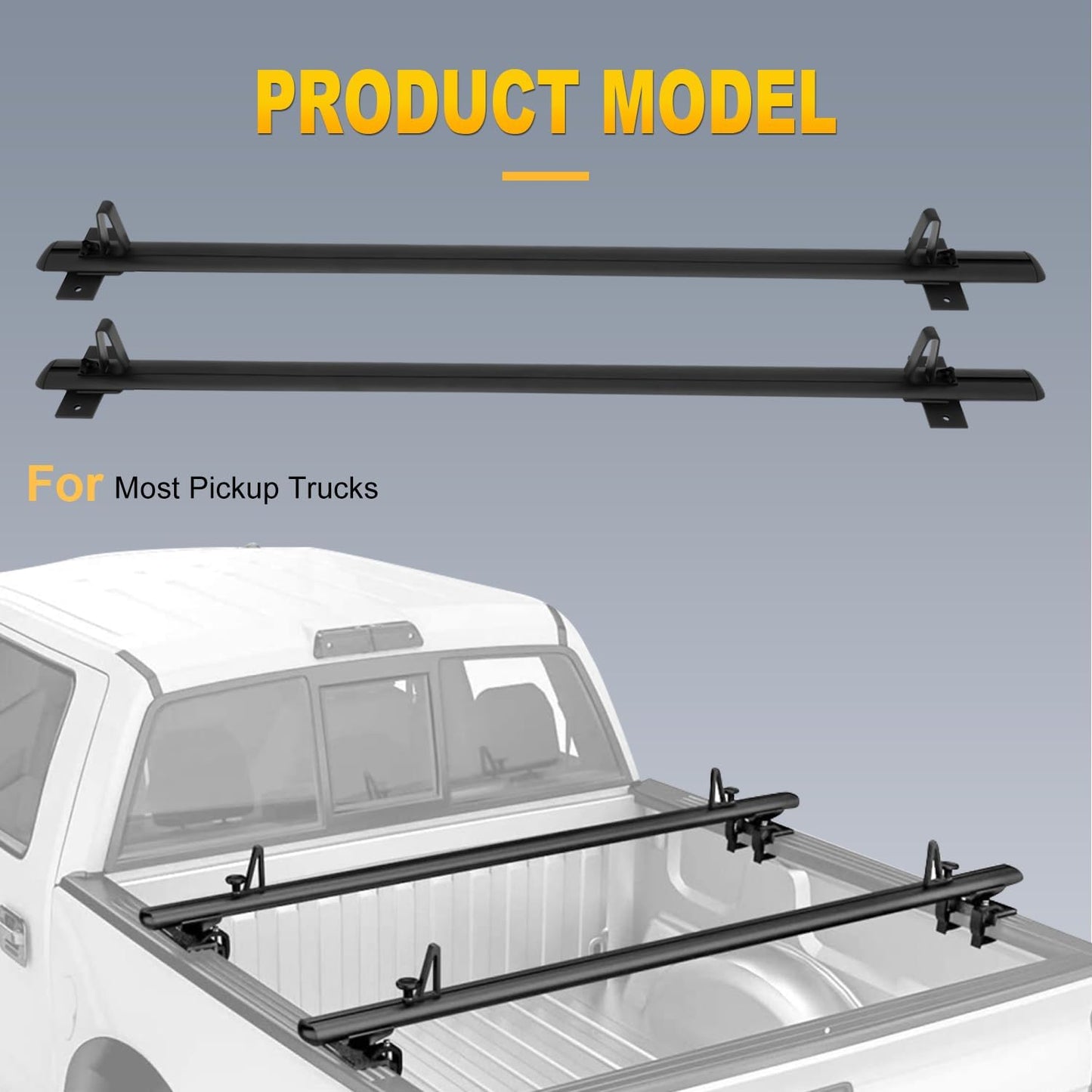 Universal 79" Black Low Profile Heavy Duty Aluminum Pick Up Truck Ladder Rack Truck Bed Top Luggage Carrier Crossbars