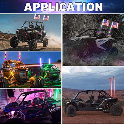 【SPRING BASE INCLUDE】LED Spiral Chasing RGB Whip Light with Bluetooth and Remote Control - OMOTOR
