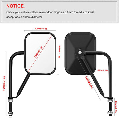 Door Off Mirror Compatible with Jeep Wrangler JK JL & Unlimited, Wider View Easy-Install - OMOTOR