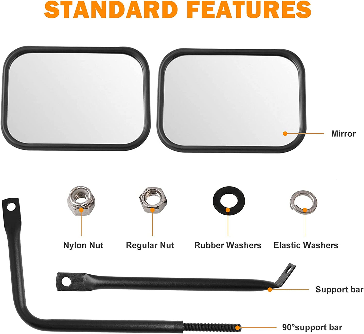 Door Off Mirror Compatible with Jeep Wrangler JK JL & Unlimited, Wider View Easy-Install