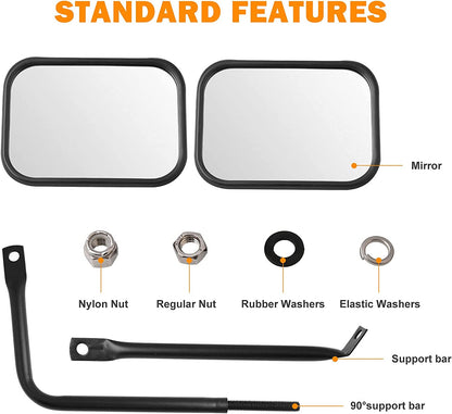 Door Off Mirror Compatible with Jeep Wrangler JK JL & Unlimited, Wider View Easy-Install - OMOTOR