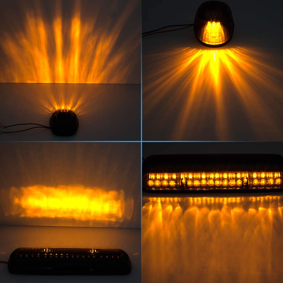 3X Smoked Cover Cab Roof Top Marker Running Lamps Amber 30 LED Lights