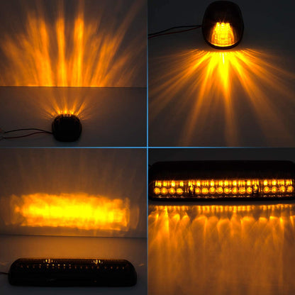 3X Smoked Cover Cab Roof Top Marker Running Lamps Amber 30 LED Lights - OMOTOR