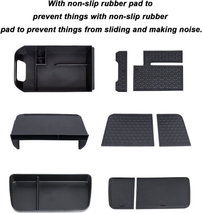 3PCS Center Console Organizer Tray and Armrest Storage Box Compatible with Toyota RAV4 2019-2022 Dash Storage Tray Interior Accessories - OMOTOR