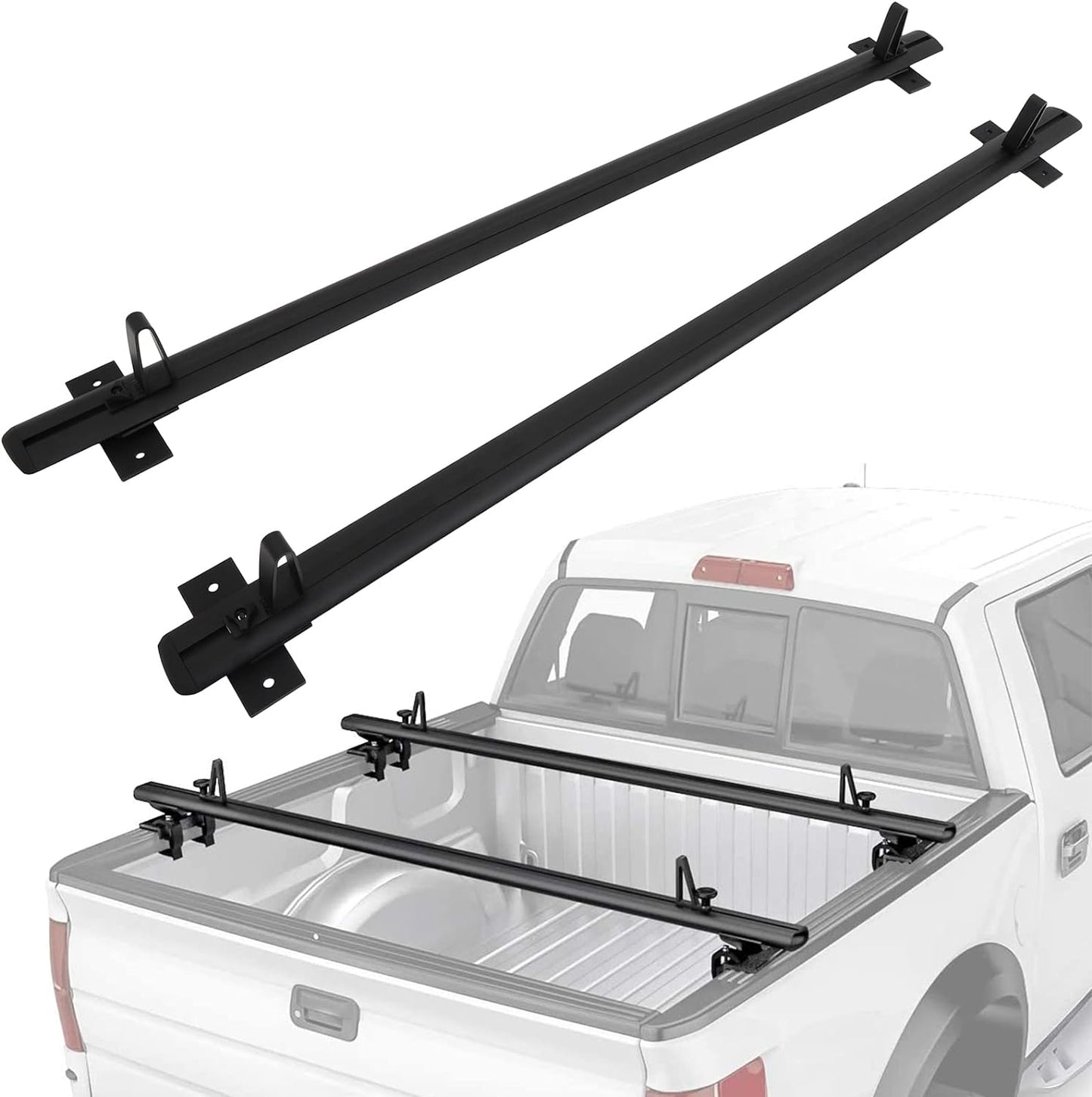 Universal 79" Black Low Profile Heavy Duty Aluminum Pick Up Truck Ladder Rack Truck Bed Top Luggage Carrier Crossbars