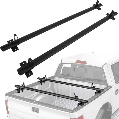 Universal 79" Black Low Profile Heavy Duty Aluminum Pick Up Truck Ladder Rack Truck Bed Top Luggage Carrier Crossbars - OMOTOR