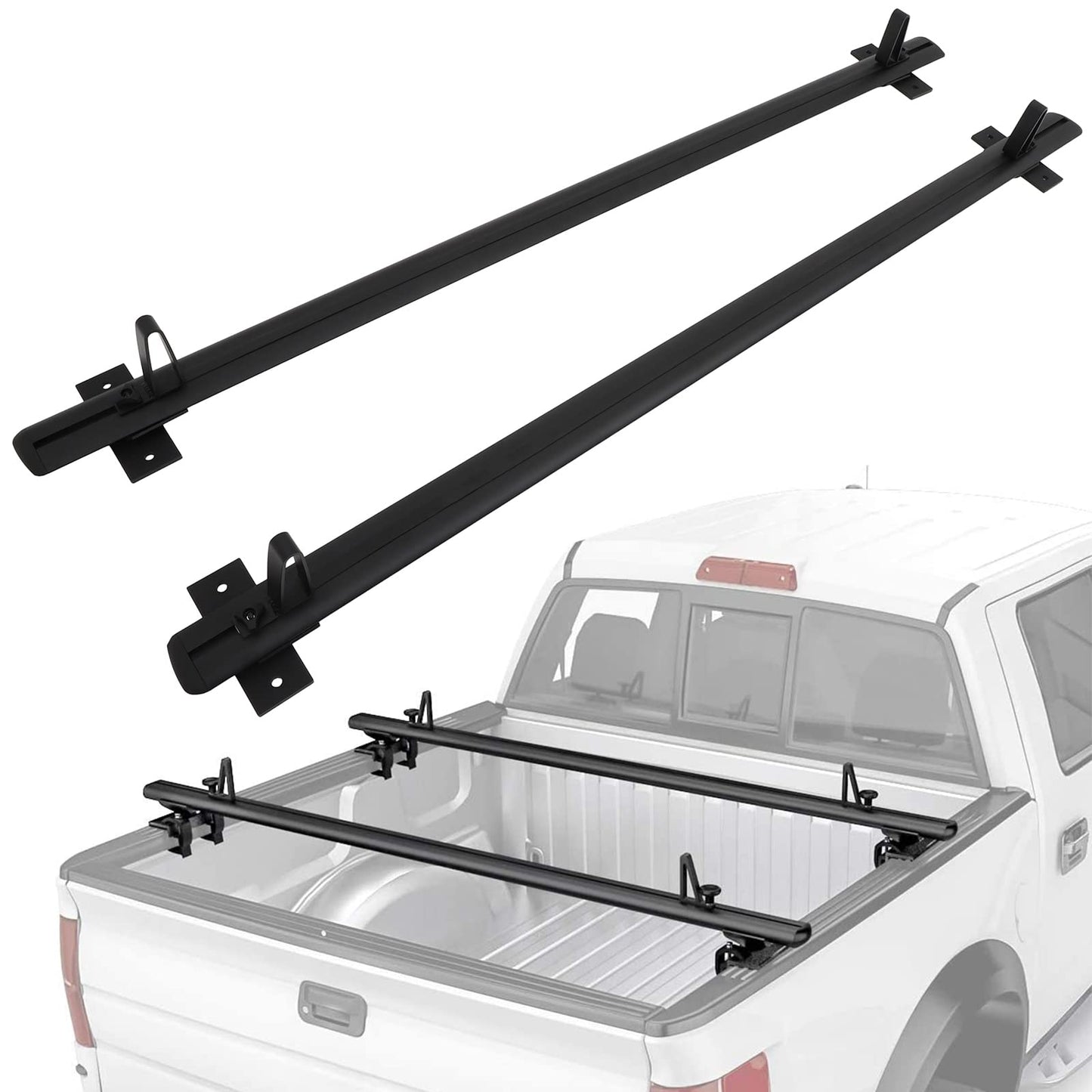 Universal 79" Black Low Profile Heavy Duty Aluminum Pick Up Truck Ladder Rack Truck Bed Top Luggage Carrier Crossbars