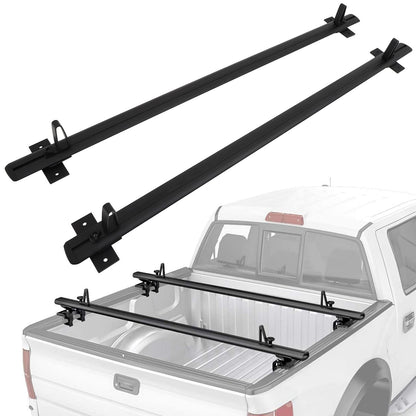 Universal 79" Black Low Profile Heavy Duty Aluminum Pick Up Truck Ladder Rack Truck Bed Top Luggage Carrier Crossbars - OMOTOR