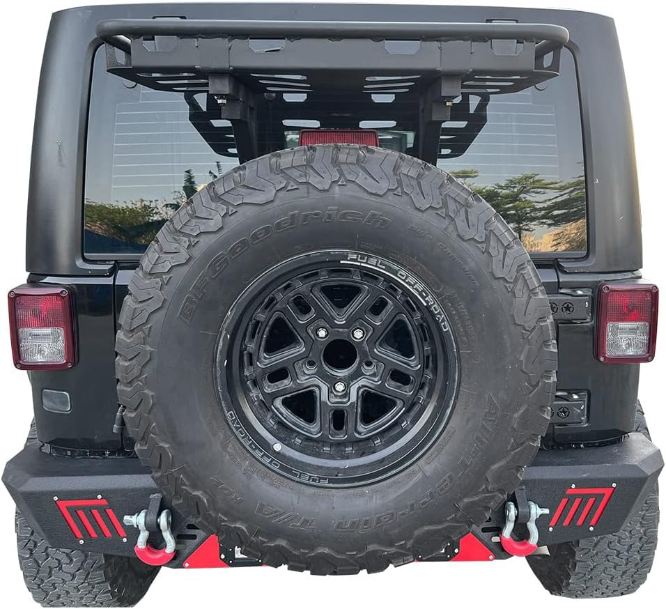 Rear Cargo Basket on OE Tailgate Compatible with 2007-2018 Jeep Wrangler JK & JKU Unlimited 2/4 Door, Spare Tire Cargo Rack, Luggage Storage Carrier (Bolt-On)