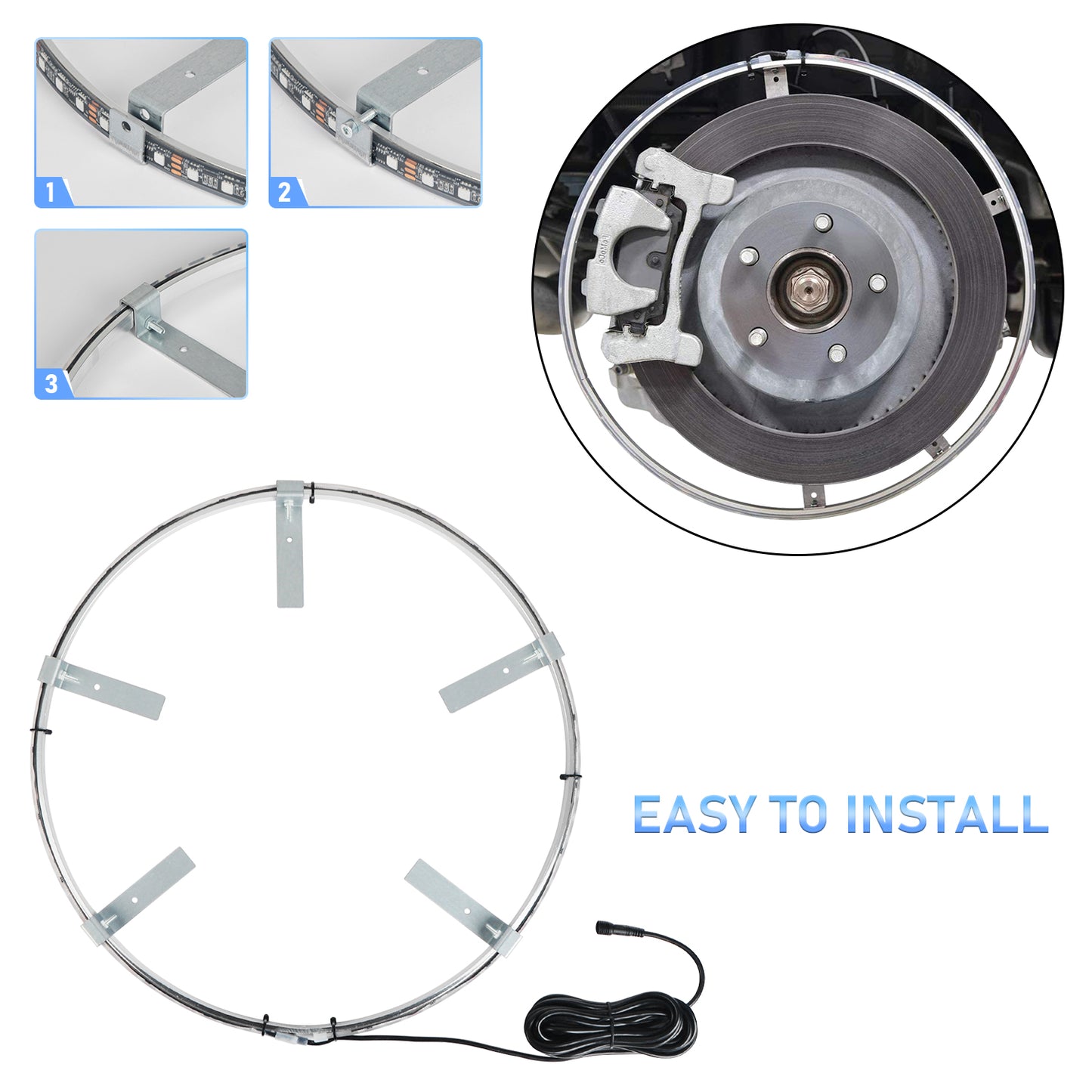 【EASY INSTALL】4PCS 17 INCH Chasing RGB LED Wheel Rim Light Kit