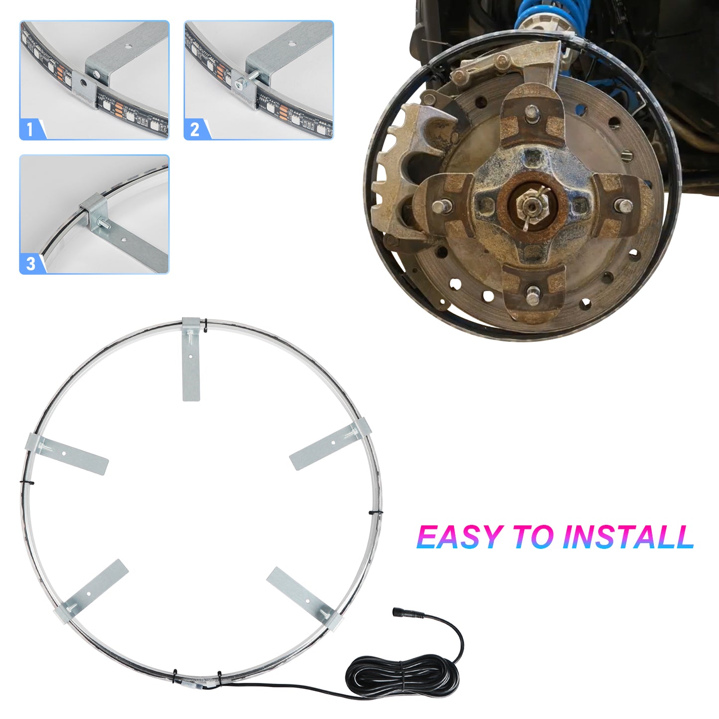 【EASY INSTALL】4PCS 12 inch Dancing Color Chasing RGB LED Wheel Rim Light Kit  for UTV, ATV & SXS VEHICLES