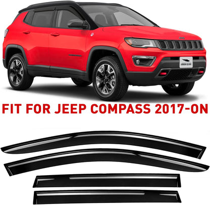 Tape-on Extra Durable Rain Guards for Jeep Wrangler 2018-2022 JL/Jeep Gladiator/For Compass 17-22 /4 Pieces - OMOTOR