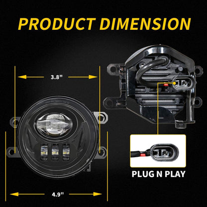 New LED Fog Lights for 2016-2023 Tacoma 2014-2023 4Runner 2014-2019 Tundra Truck Driving Lamps Assembly Replacement w/Bracket, Driver and Passenger Side- Black - OMOTOR