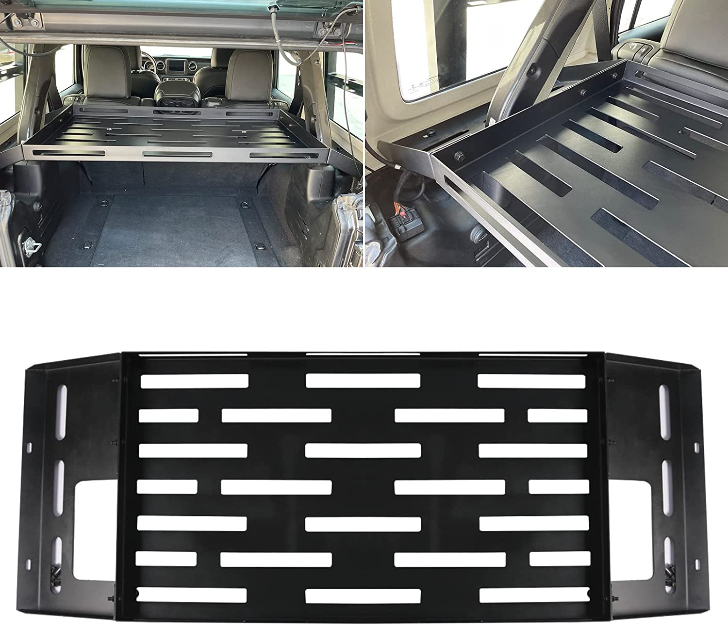 Rear Cargo Basket Interior Rack Luggage Storage Carrier Metal for 2018 - 2023 Jeep Wrangler JL 4DR (No Drill)