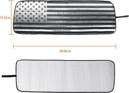 Windshield Sun Shade with USA Flag for 2018-2022 Jeep Wrangler JL JLU & Gladiator JT - OMOTOR