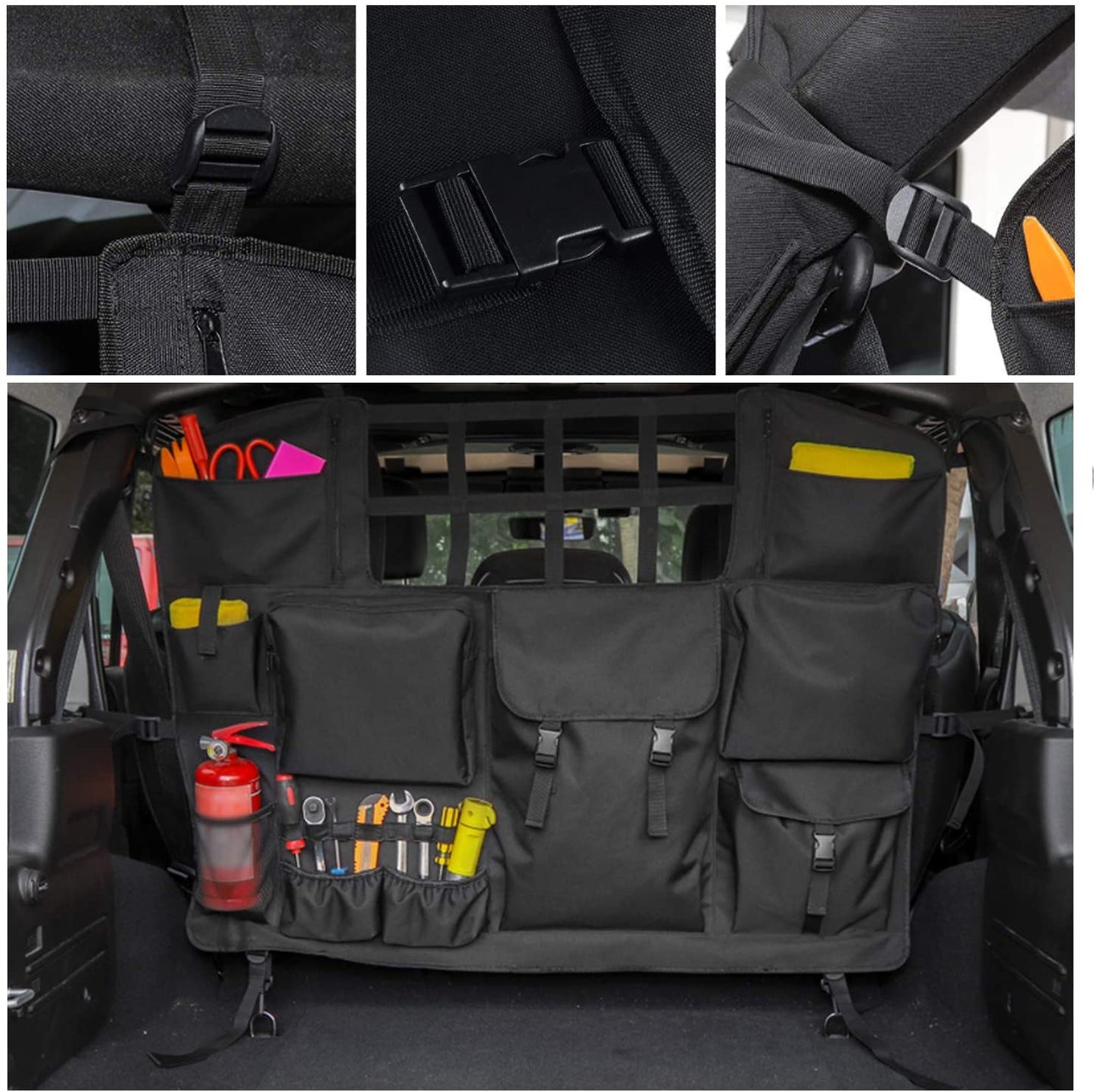 Trunk Storage Bag with Multi-Pockets Tool Kits Seat Back Organizers for Jeep JK JKU JL JLU Sahara Sport Rubicon